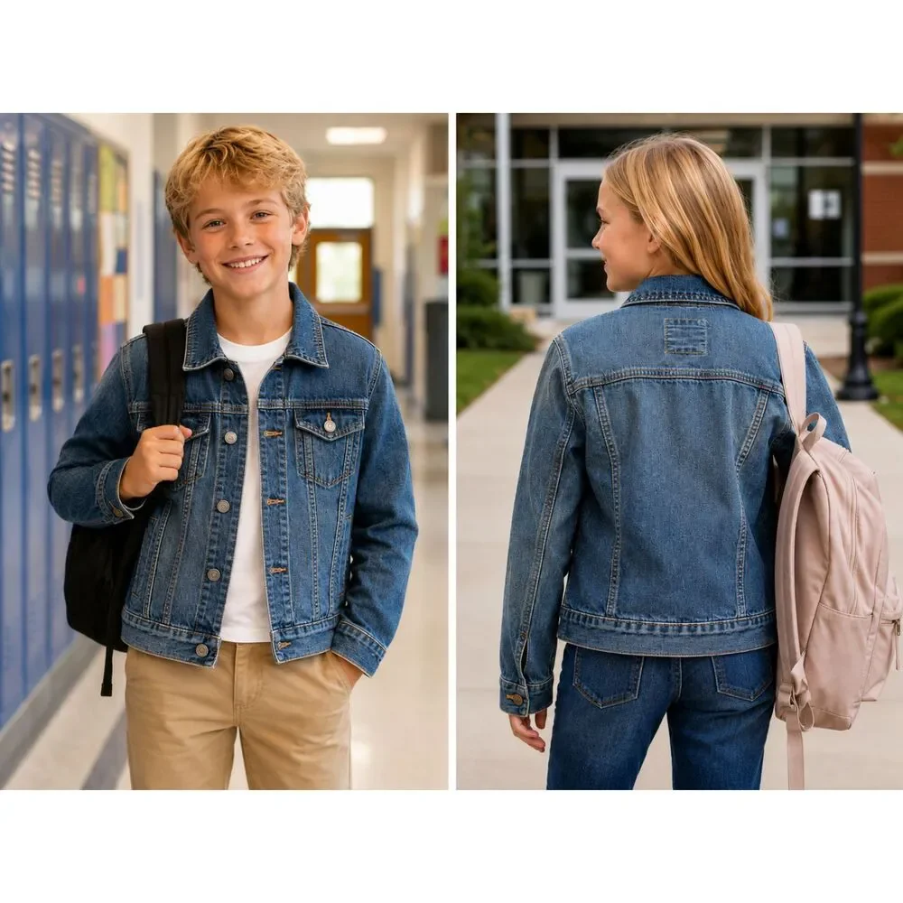 GapKids Denim Jacket Size M Blue Jean Trucker Jacket Unisex Boys Girls Classic